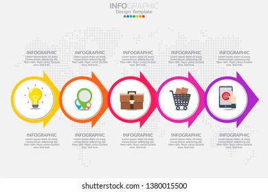 5 Steps timeline infographic design vector and icons can be used for workflow layout, diagram, report, web design. Business concept with options, steps or processes.