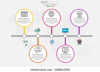 5 Steps timeline infographic design vector and icons can be used for workflow layout, diagram, report, web design. Business concept with options, steps or processes.