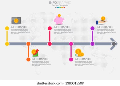 5 Steps timeline infographic design vector and icons can be used for workflow layout, diagram, report, web design. Business concept with options, steps or processes.
