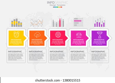 5 Steps timeline infographic design vector and icons can be used for workflow layout, diagram, report, web design. Business concept with options, steps or processes.