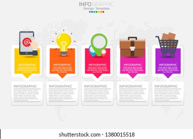 5 Steps timeline infographic design vector and icons can be used for workflow layout, diagram, report, web design. Business concept with options, steps or processes.