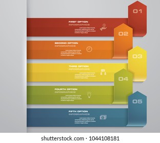 5 pasos Elemento infográfico de la línea de tiempo. 5 pasos infográficos, banner vectorial se pueden utilizar para el diseño de flujo de trabajo, diagrama, presentación, educación o cualquier opción de número. EPS10.