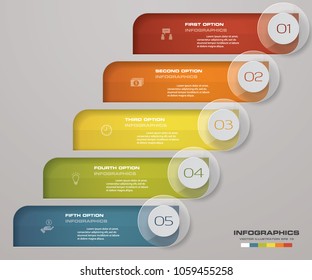 5 steps Timeline infographic element. 5steps infographic, vector banner can be used for workflow layout, diagram,presentation, education or any number option. EPS10.
