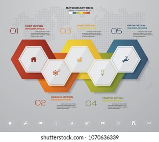 5 steps Timeline infographic element. 5 steps infographic, vector banner can be used for workflow layout, diagram,presentation, education or any number option. EPS10.