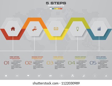 5 steps Timeline infographic element. vector banner can be used for workflow layout, diagram,presentation. EPS10.
