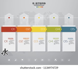 5 steps timeline infographic element. EPS 10.