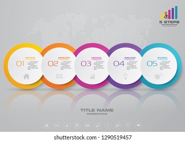 5 steps timeline infographic element. 5 steps infographic, vector banner can be used for workflow layout, diagram,presentation, education or any number option. EPS10.