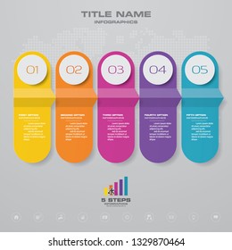 5 steps timeline infographic element. 5 steps infographic, vector banner can be used for workflow layout, diagram,presentation, education or any number option. EPS10.