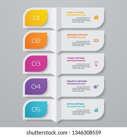 5 steps timeline infographic element. 5 steps infographic, vector banner can be used for workflow layout, diagram,presentation, education or any number option. EPS 10.