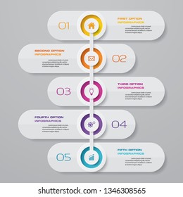5 steps timeline infographic element. 5 steps infographic, vector banner can be used for workflow layout, diagram,presentation, education or any number option. EPS 10.