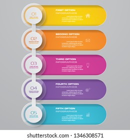 5 steps timeline infographic element. 5 steps infographic, vector banner can be used for workflow layout, diagram,presentation, education or any number option. EPS 10.