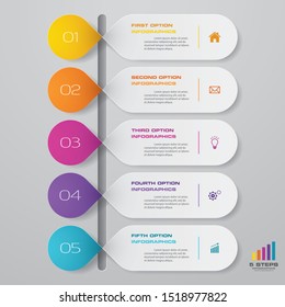 5 steps timeline infographic element. 5 steps infographic, vector banner can be used for workflow layout, diagram,presentation, education or any number option. EPS10.