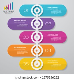 5 steps timeline infographic element. 5 steps infographic, vector banner can be used for workflow layout, diagram,presentation, education or any number option. EPS10.