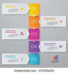 5 steps timeline infographic element. 5 steps infographic, vector banner can be used for workflow layout, diagram,presentation, education or any number option. EPS10.