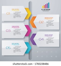 5 steps timeline infographic element. 5 steps infographic, vector banner can be used for workflow layout, diagram,presentation, education or any number option. EPS10.