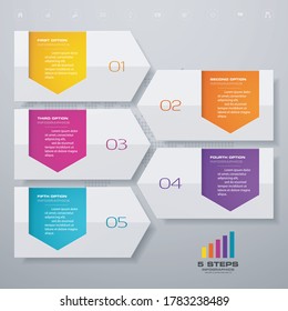 5 steps timeline infographic element. 5 steps infographic, vector banner can be used for workflow layout, diagram,presentation, education or any number option. EPS10.