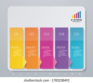 5 steps timeline infographic element. 5 steps infographic, vector banner can be used for workflow layout, diagram,presentation, education or any number option. EPS10.