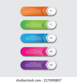 5 steps timeline infographic element. 5 steps infographic, vector banner can be used for workflow layout, diagram,presentation, education or any number option.