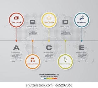 5 steps Timeline infographic element. can be used for workflow layout, diagram,presentation, education or any number option. EPS10.
