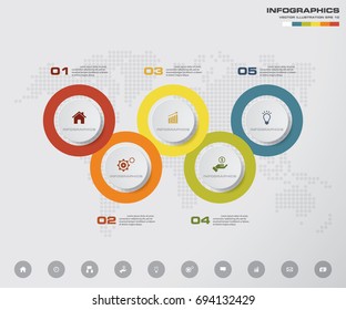 5 steps Timeline infographic element. 5 steps infographic, vector banner can be used for workflow layout. EPS10.