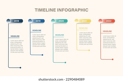 5 Schritte - Infografik-Vektorgrafik der Zeitlinie