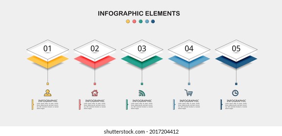5 Steps Timeline Infographic template with flat design.