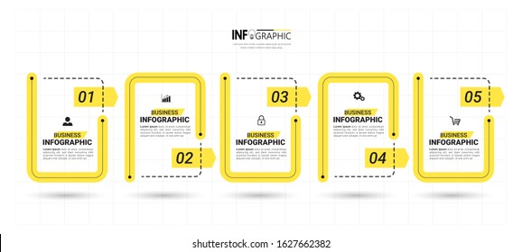5 Steps Timeline Infographics design template. 