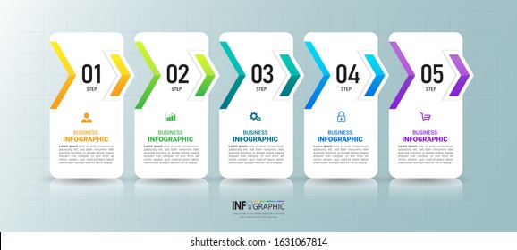 5 Steps Timeline Infographics design template. 