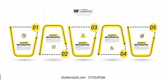 5 Steps Timeline Infographics design template. 