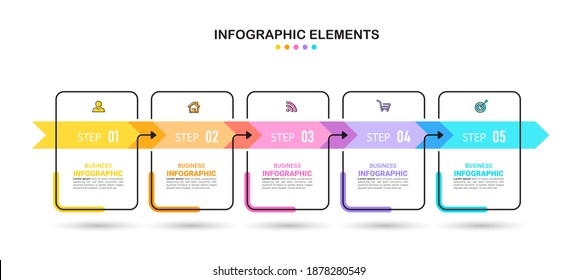 5 Steps Timeline Infographics design template. 