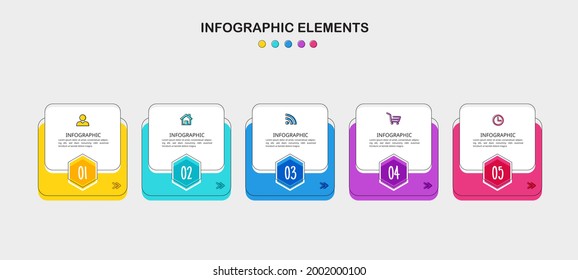 5 Steps Timeline Infographics design template. 