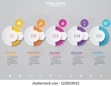 5 steps timeline infographics element chart  for presentation. EPS 10.