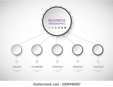 5 Steps Timeline. Modern Business Infographics.Label, Concept, Layout Vector Design