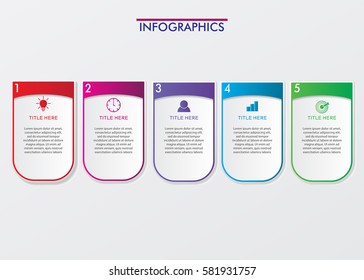 5 Steps Timeline. Modern Business Infographics.Label, Concept, Layout Vector Design