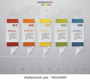 5 steps Timeline origami infographic element. 5 steps infographic, vector banner can be used for workflow layout, diagram,presentation, EPS10.
