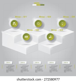 5 Steps transparency template/graphic or website layout on the stage. Vector Illustration.