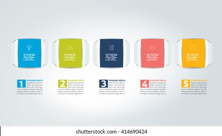 5 Steps  tutorial, chart, diagram, timeline. One, two, three, four, five concept.