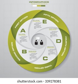 5 steps vector circle arrows for infographic. Template for diagram. EPS10