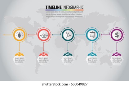 5 steps Vector infographics timeline business circle style banner. Blank space for content Used for workflow layout, diagram, number step up options, web design. vector eps10 illustration