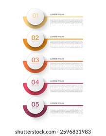 5 steps vertical infographic design template with numbers and place for text