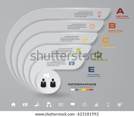 5 steps white color presentation template 5 stock vector royalty