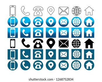 5 Style Contact information Icon in Vector Format , all are 42 icons - Vector