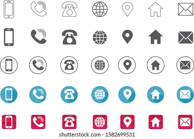 5 Style Contact information Icon in Vector Format , all are 35 icons - Shutterstock ID 1582699531