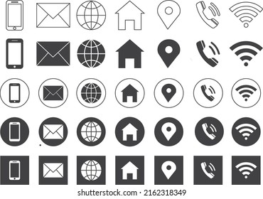 5 Style Contact information Icon in Vector Format,35 Icon