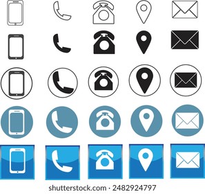 5 Style Contact information Icon in Vector Format , all are 25 icons