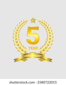 5 th happy anniversary vector design