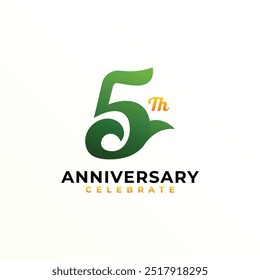 5. Modern Anniversary Celebration Number Design Collection Grün