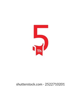 5 Th Simple Anniversary Number Design Collection Gold