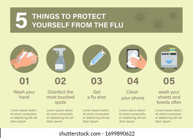5 Things to protect yourself from the flu infographic template