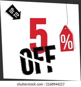 5% hasta, off, banner blanco y rojo negro.